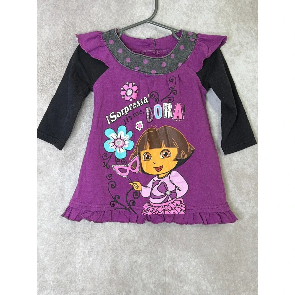 2012 Nickelodeon‎ Dora the Explorer Dress Baby Long Sleeve Purple Black 18M